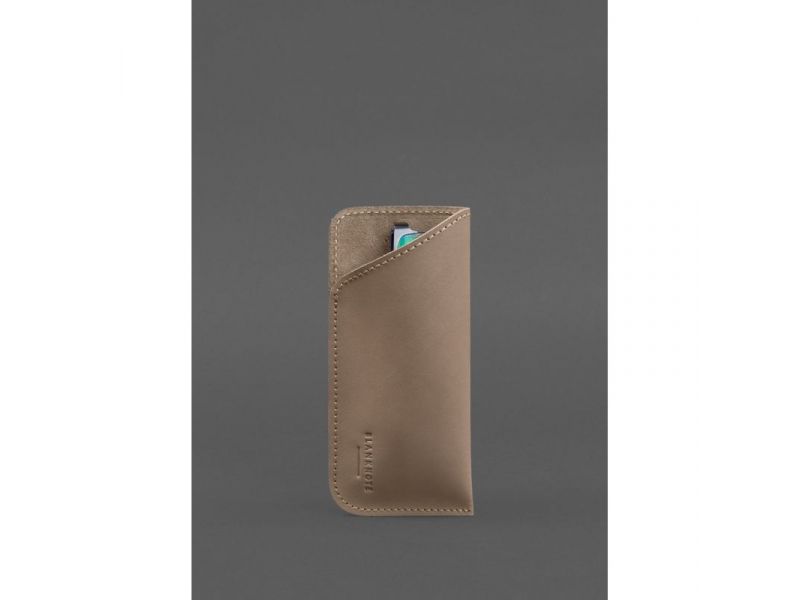 Кожаный чехол для очков Светло-бежевый Crazy Horse, фото 5