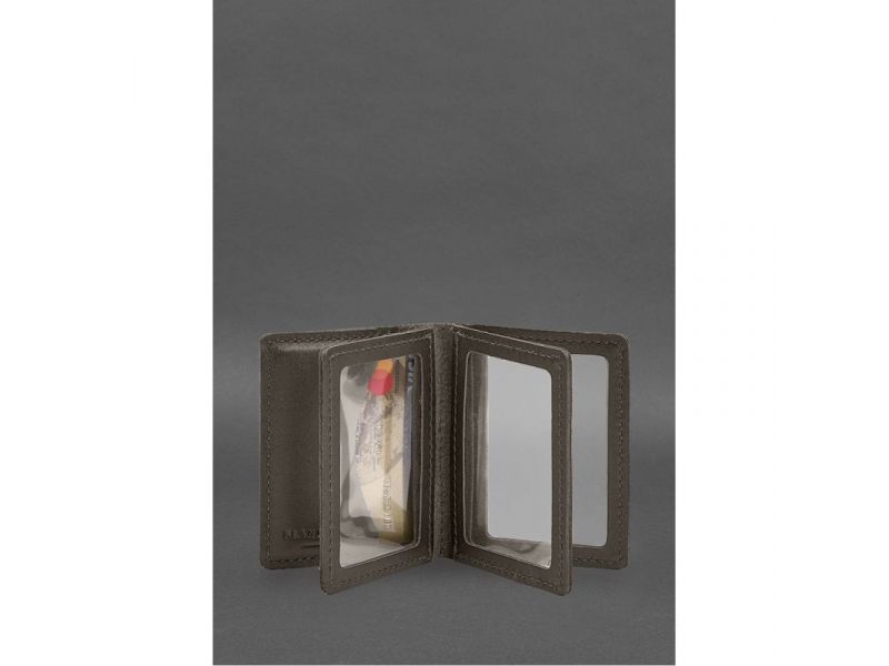 Кожаная обложка для водительского удостоверения, ID и пластиковых карт 2.1 темно-бежевый, фото 4