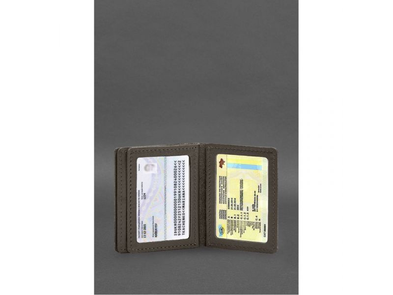 Кожаная обложка для водительского удостоверения, ID и пластиковых карт 2.1 темно-бежевый, фото 9