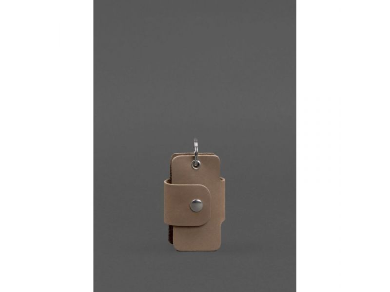 Кожаная ключница смарт-кейс 4.0 светло-бежевая Crazy Horse, фото 4