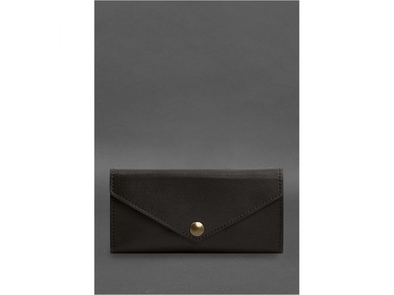 Кожаный  клатч (портмоне) на кнопке 5.0 Темно-коричневый краст, фото 1