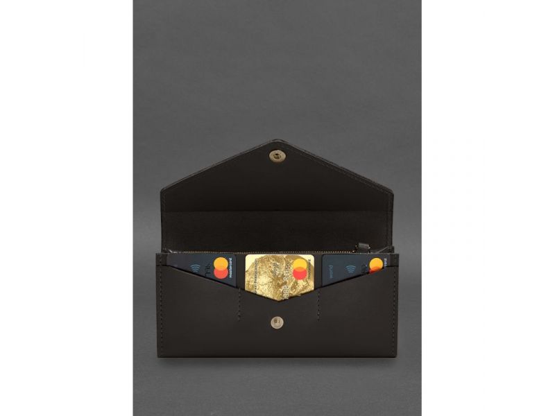 Кожаный  клатч (портмоне) на кнопке 5.0 Темно-коричневый краст, фото 3