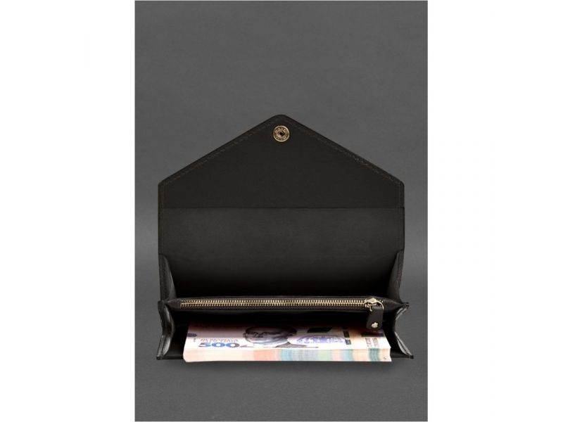 Кожаный  клатч (портмоне) на кнопке 5.0 Темно-коричневый краст, фото 5