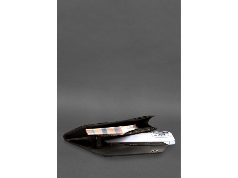 Кожаный  клатч (портмоне) на кнопке 5.0 Темно-коричневый краст, фото 6