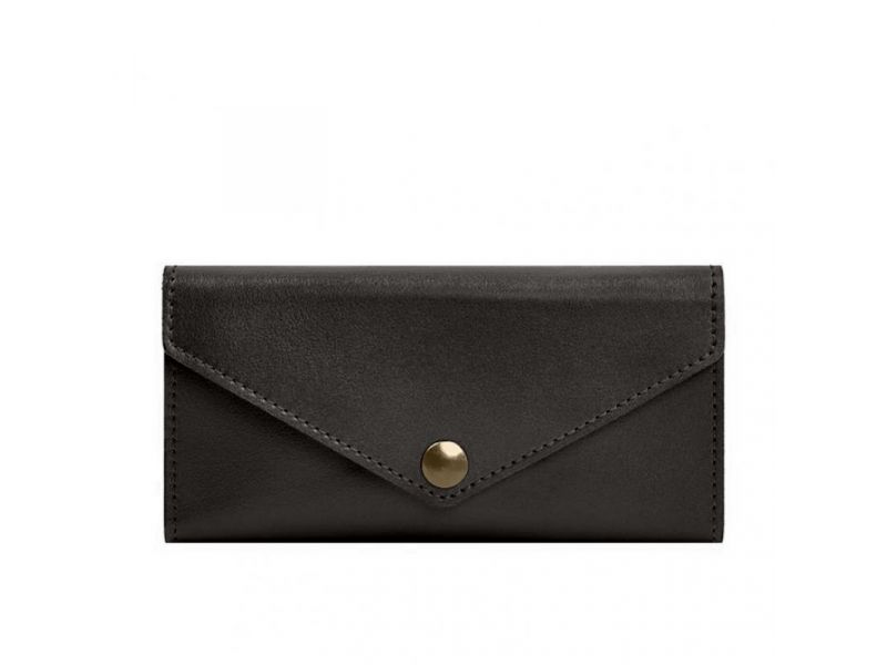 Кожаный  клатч (портмоне) на кнопке 5.0 Темно-коричневый краст, фото 9