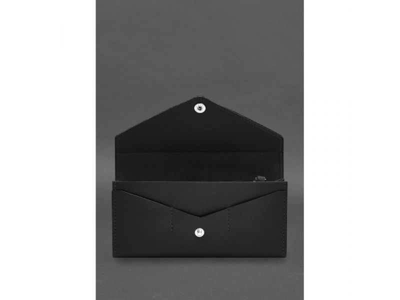 Кожаный  клатч (портмоне) на кнопке 5.0 Черный краст, фото 2