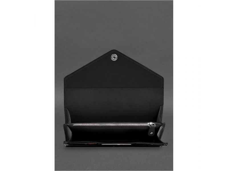 Кожаный  клатч (портмоне) на кнопке 5.0 Черный краст, фото 4