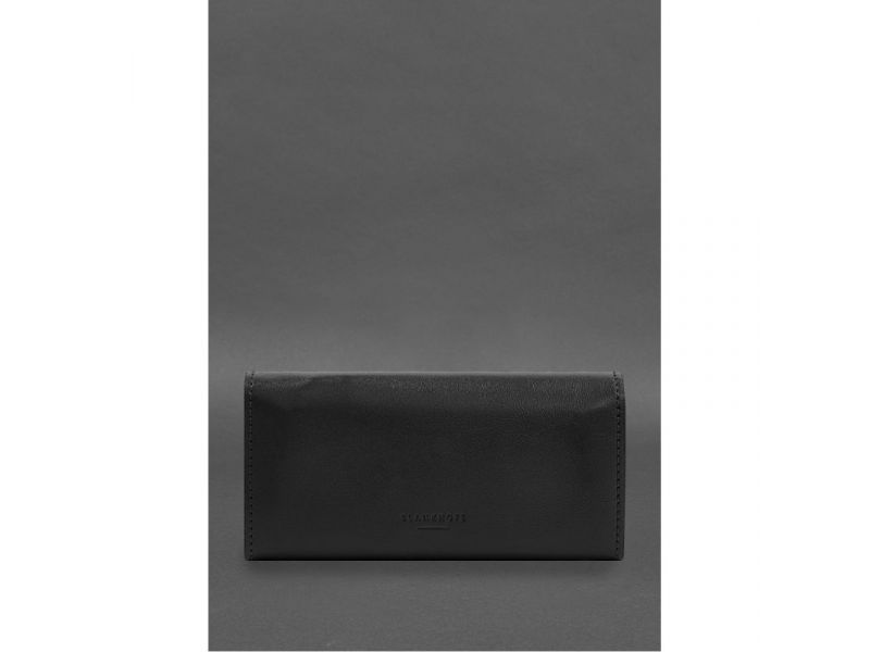 Кожаный  клатч (портмоне) на кнопке 5.0 Черный краст, фото 7