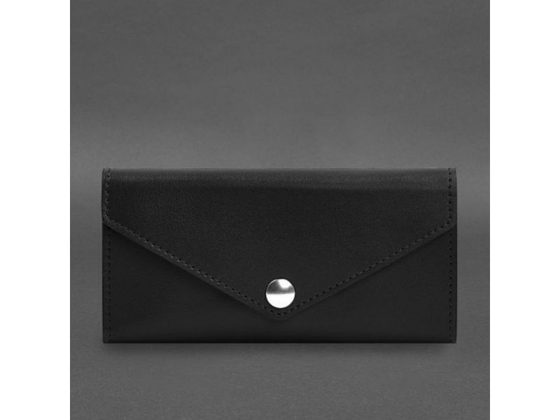 Кожаный  клатч (портмоне) на кнопке 5.0 Черный краст, фото 8