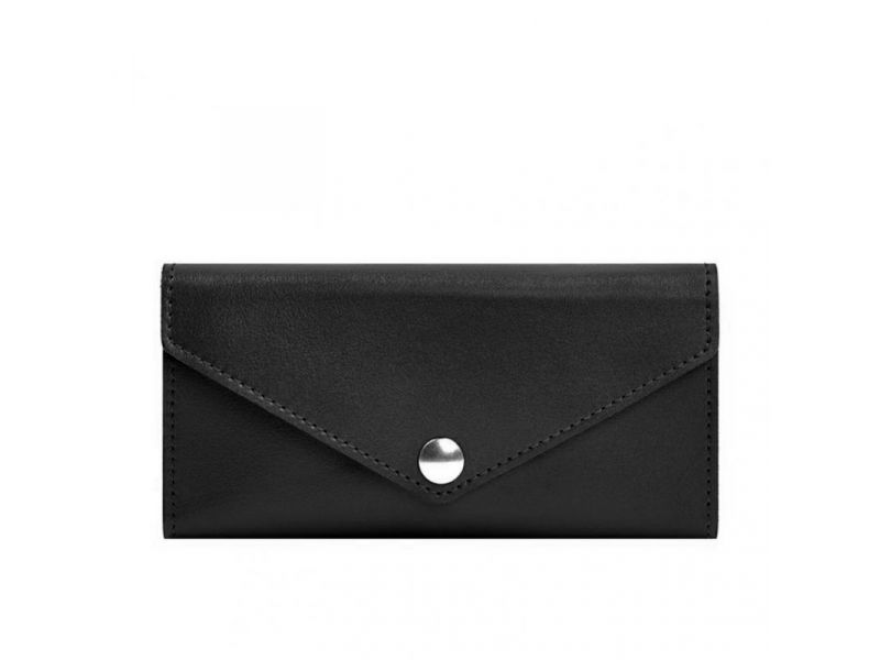 Кожаный  клатч (портмоне) на кнопке 5.0 Черный краст, фото 9