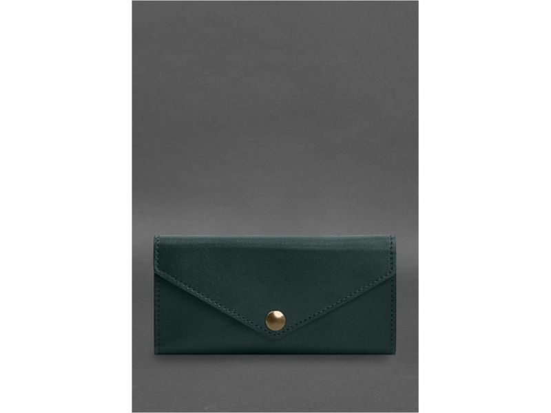 Кожаный  клатч (портмоне) на кнопке 5.0 Зеленый краст, фото 1