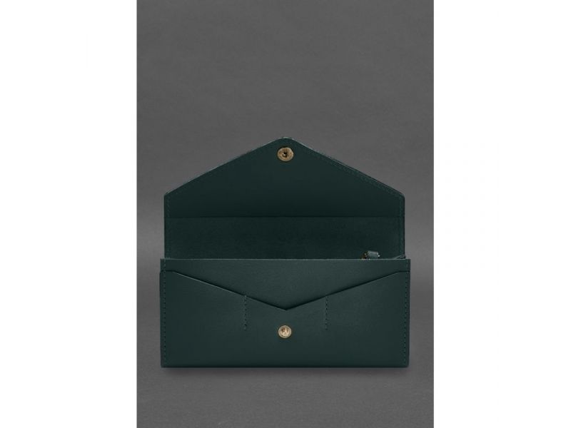Кожаный  клатч (портмоне) на кнопке 5.0 Зеленый краст, фото 2