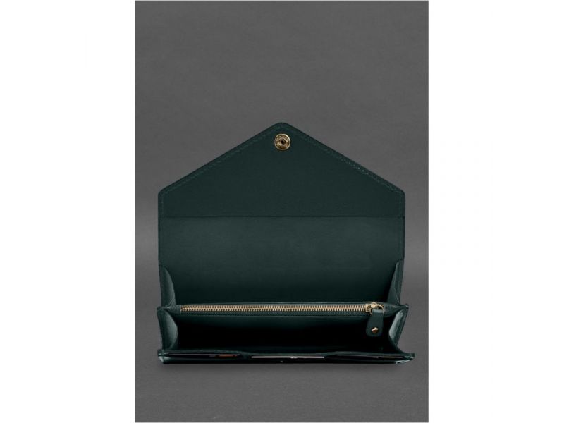 Кожаный  клатч (портмоне) на кнопке 5.0 Зеленый краст, фото 4