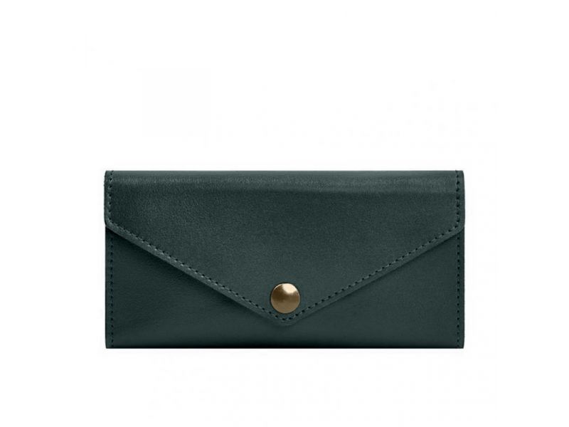 Кожаный  клатч (портмоне) на кнопке 5.0 Зеленый краст, фото 9