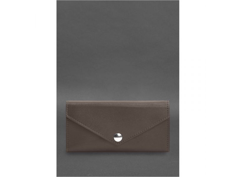 Кожаный  клатч (портмоне) на кнопке 5.0 Темно-бежевый, фото 1