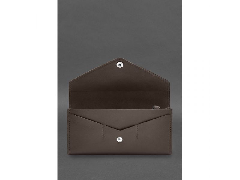 Кожаный  клатч (портмоне) на кнопке 5.0 Темно-бежевый, фото 2