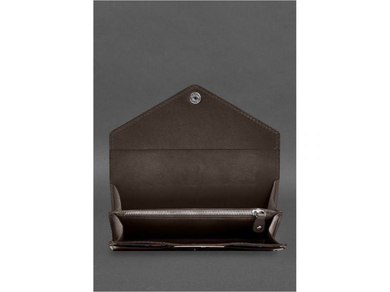 Кожаный  клатч (портмоне) на кнопке 5.0 Темно-бежевый, фото 4