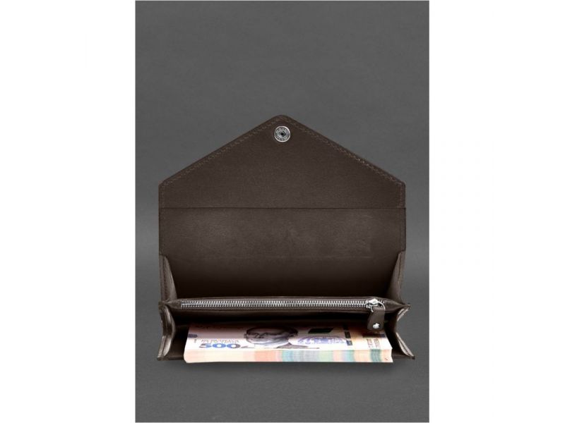 Кожаный  клатч (портмоне) на кнопке 5.0 Темно-бежевый, фото 5