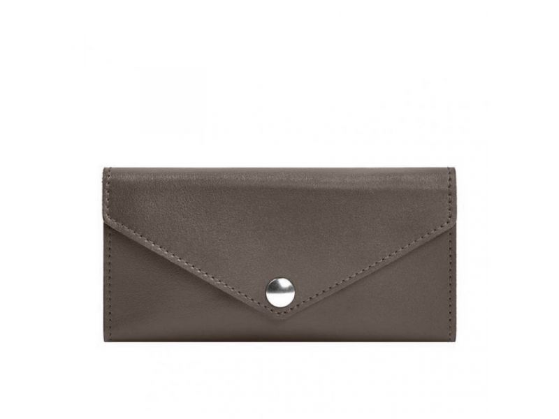 Кожаный  клатч (портмоне) на кнопке 5.0 Темно-бежевый, фото 9