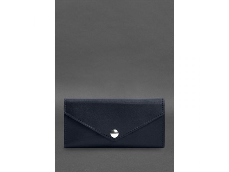 Кожаный  клатч (портмоне) на кнопке 5.0 Синий, фото 1