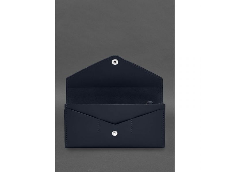 Кожаный  клатч (портмоне) на кнопке 5.0 Синий, фото 2