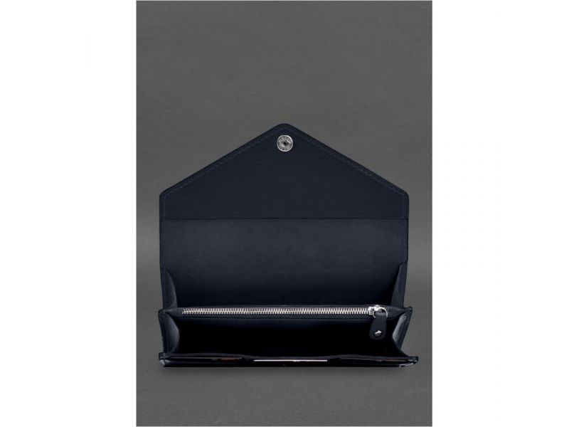 Кожаный  клатч (портмоне) на кнопке 5.0 Синий, фото 4