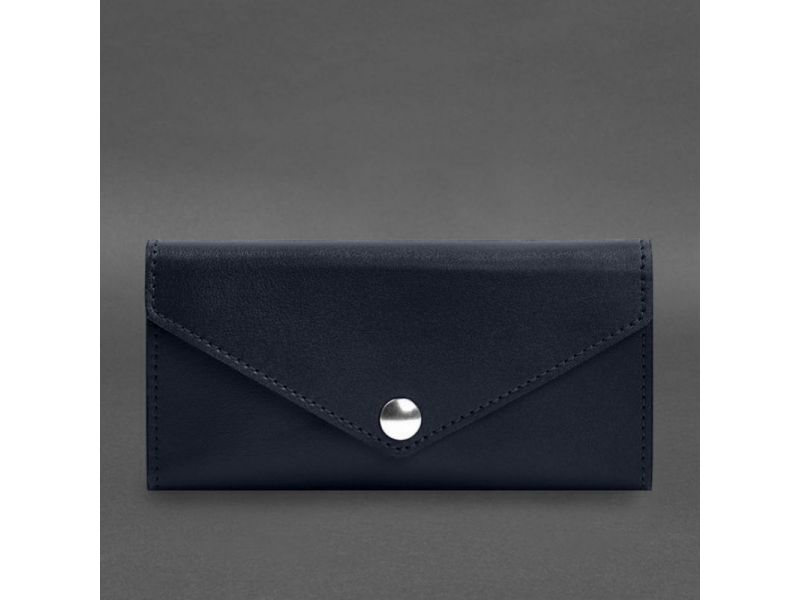 Кожаный  клатч (портмоне) на кнопке 5.0 Синий, фото 8