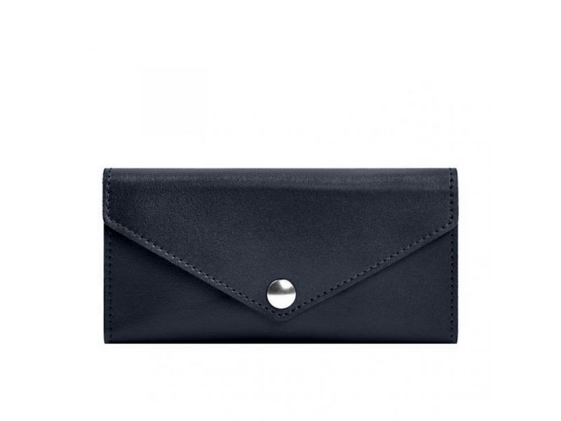 Кожаный  клатч (портмоне) на кнопке 5.0 Синий, фото 9