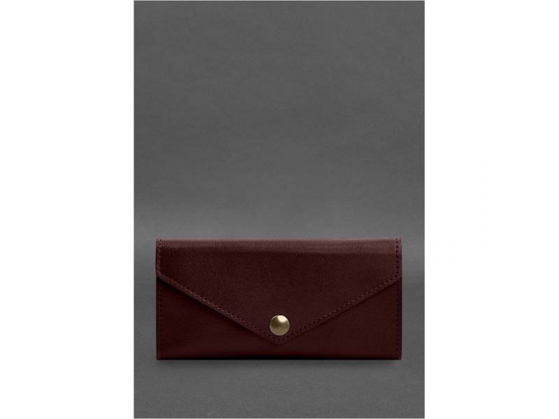 Кожаный  клатч (портмоне) на кнопке 5.0 Бордовый, фото 1