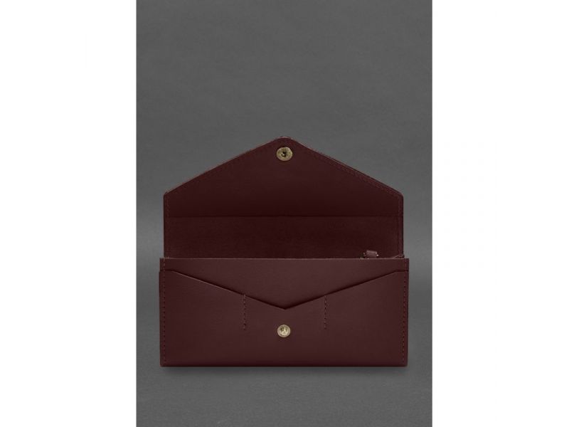 Кожаный  клатч (портмоне) на кнопке 5.0 Бордовый, фото 2