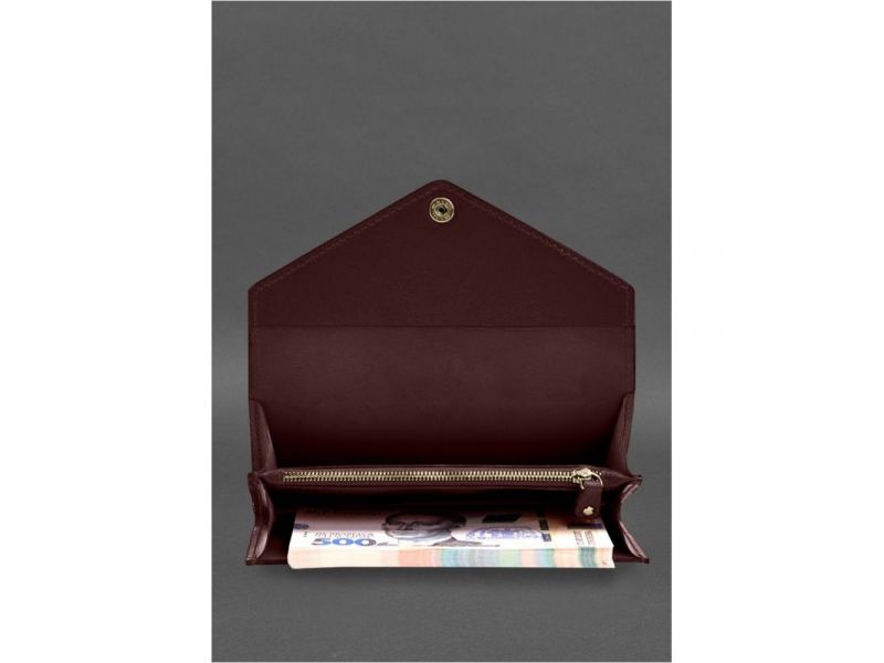 Кожаный  клатч (портмоне) на кнопке 5.0 Бордовый, фото 5