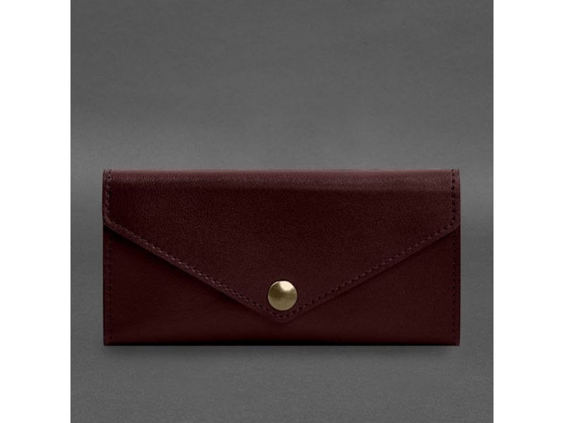 Кожаный  клатч (портмоне) на кнопке 5.0 Бордовый, фото 8