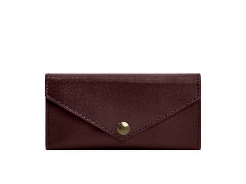 Кожаный  клатч (портмоне) на кнопке 5.0 Бордовый, фото 9
