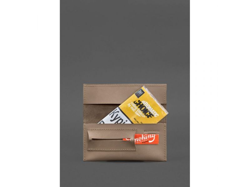 Кожаный кисет для табака 1.0 светло-бежевый Crazy Horse, фото 3