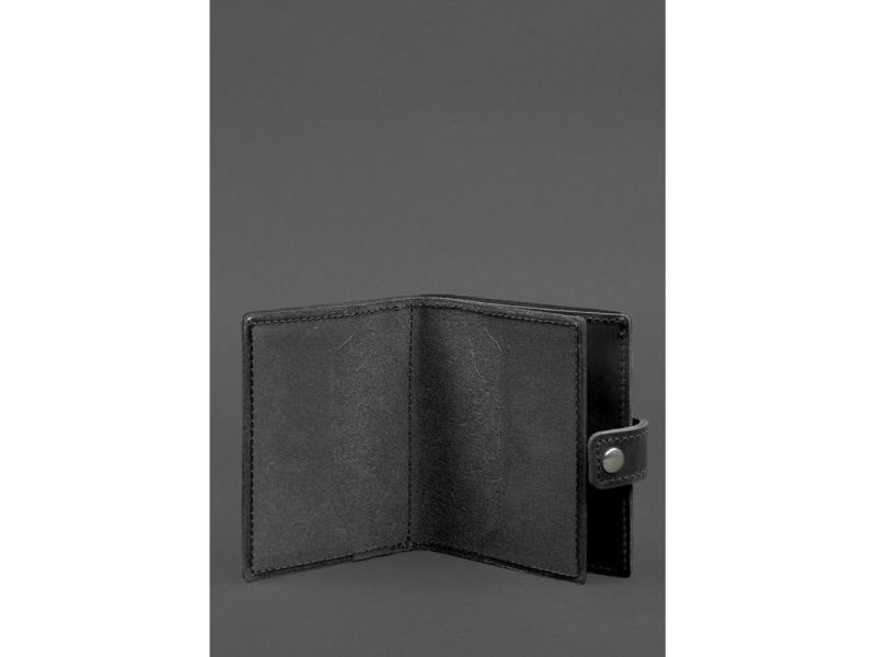 Кожаная обложка-портмоне для удостоверения офицера ДПСУ 11.2 черная Crazy Horse, фото 2