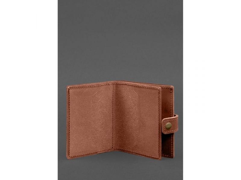 Кожаная обложка-портмоне для удостоверения офицера ДПСУ 11.2 светло-коричневая Crazy Horse, фото 2