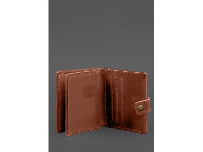 Кожаная обложка-портмоне для удостоверения офицера ДПСУ 11.2 светло-коричневая Crazy Horse, фото 3