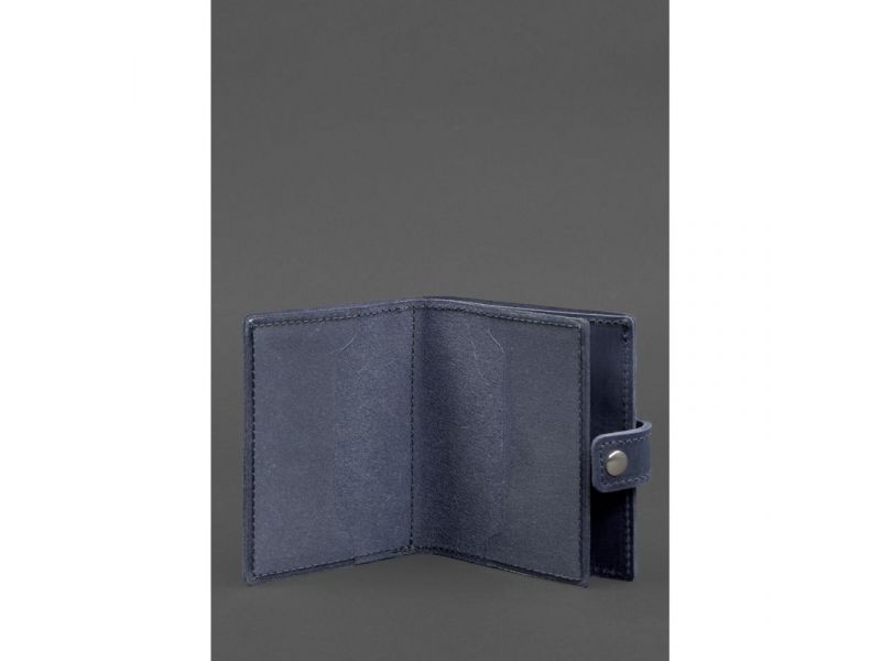 Кожаная обложка-портмоне для удостоверения офицера ДПСУ 11.2 темно-синяя Crazy Horse, фото 2