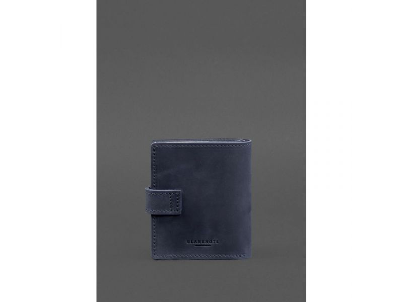 Кожаная обложка-портмоне для удостоверения офицера ДПСУ 11.2 темно-синяя Crazy Horse, фото 5