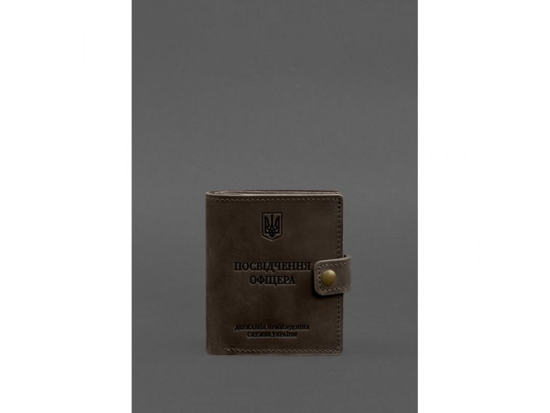 Кожаная обложка-портмоне для удостоверения офицера ДПСУ 11.2 темно-коричневая Crazy Horse, фото 1