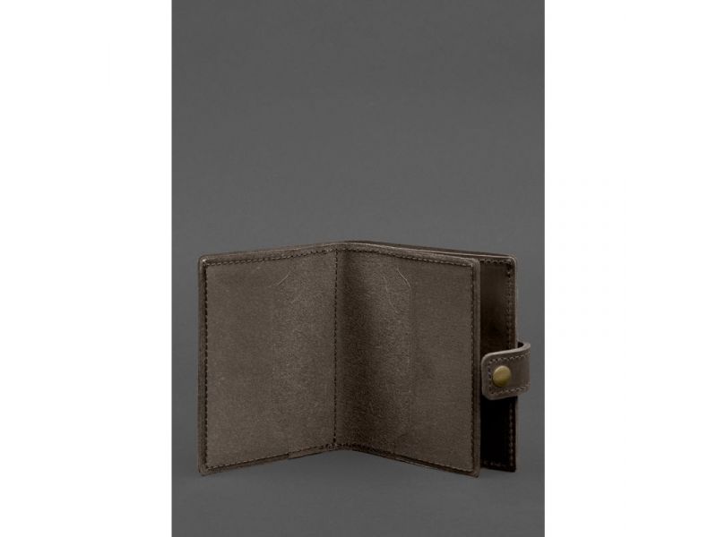 Кожаная обложка-портмоне для удостоверения офицера ДПСУ 11.2 темно-коричневая Crazy Horse, фото 2