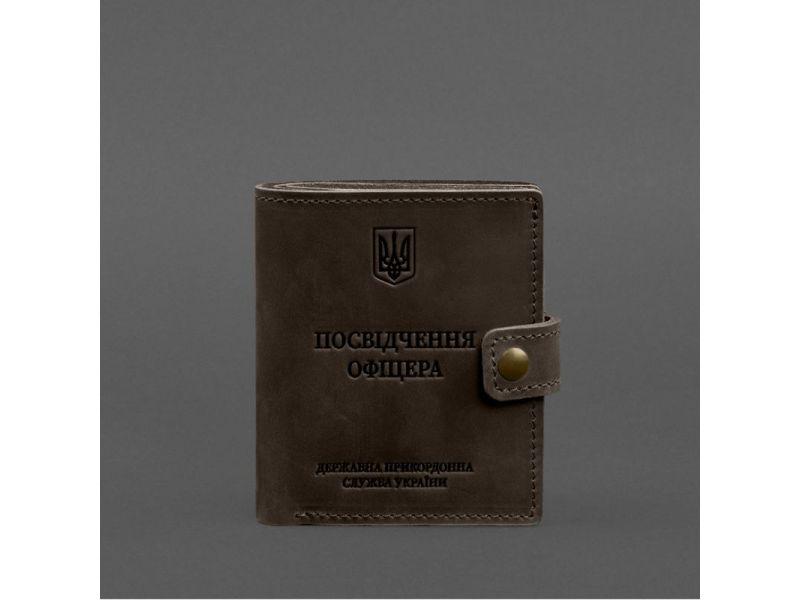 Кожаная обложка-портмоне для удостоверения офицера ДПСУ 11.2 темно-коричневая Crazy Horse, фото 6