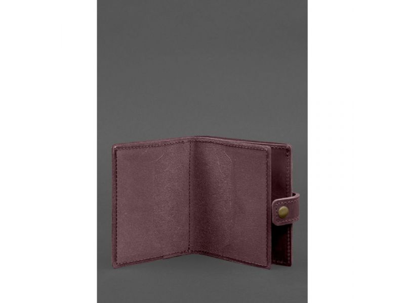 Кожаная обложка-портмоне для удостоверения офицера ДПСУ 11.2 бордовий Crazy Horse, фото 2