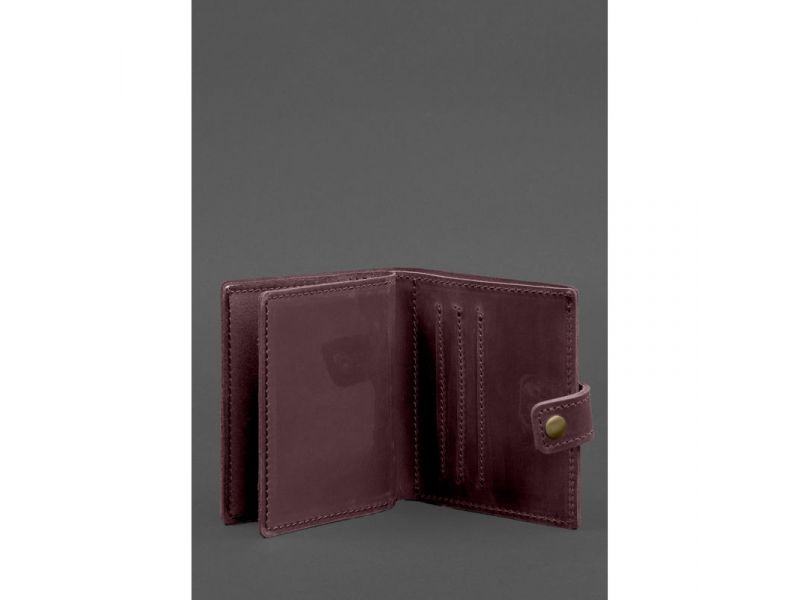 Кожаная обложка-портмоне для удостоверения офицера ДПСУ 11.2 бордовий Crazy Horse, фото 3