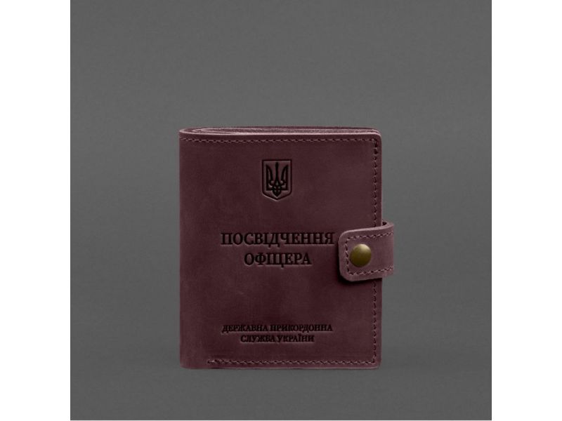 Кожаная обложка-портмоне для удостоверения офицера ДПСУ 11.2 бордовий Crazy Horse, фото 6