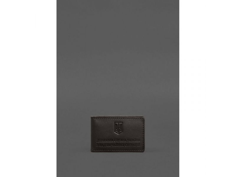 Кожаная обложка на удостоверение ДСНС с карманом темно-коричневая, фото 1