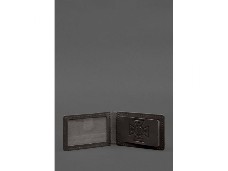 Кожаная обложка на удостоверение ДСНС с карманом темно-коричневая, фото 2