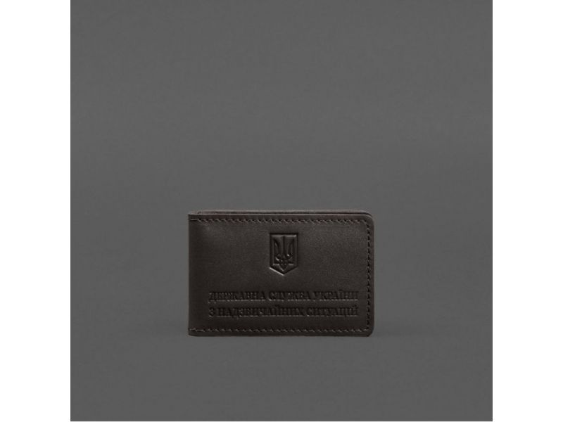 Кожаная обложка на удостоверение ДСНС с карманом темно-коричневая, фото 5