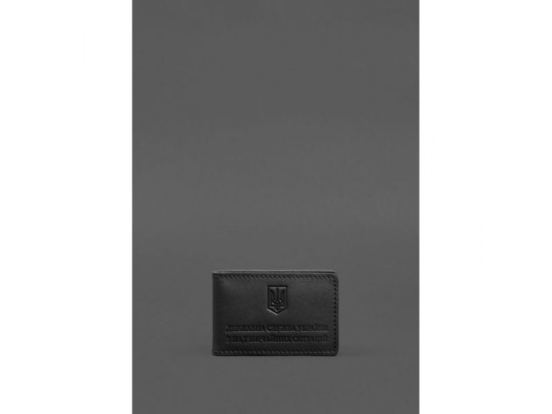 Кожаная обложка на удостоверение ДСНС с карманом черная, фото 1