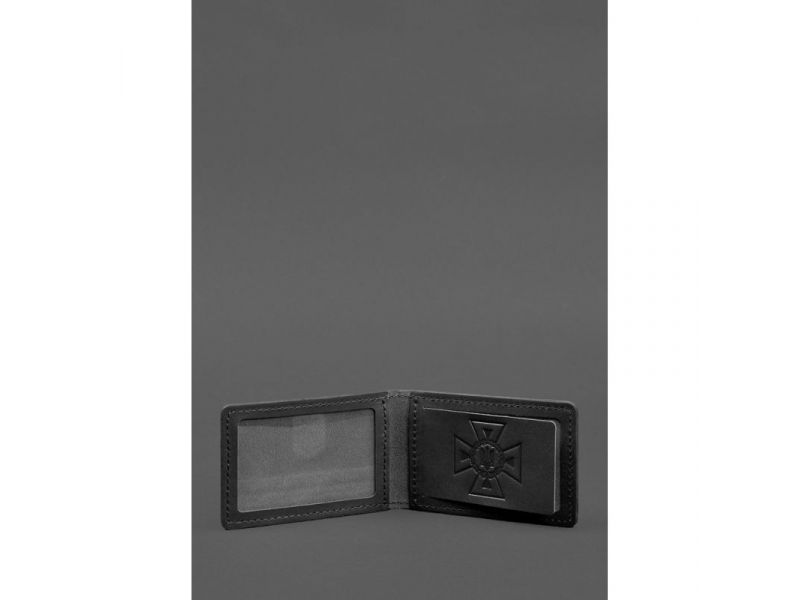 Кожаная обложка на удостоверение ДСНС с карманом черная, фото 2